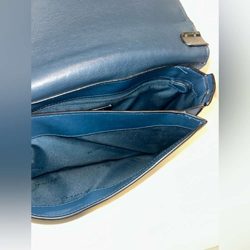 Coach Navy Leather Chain Shoulder Bag - Picture 6 of 11